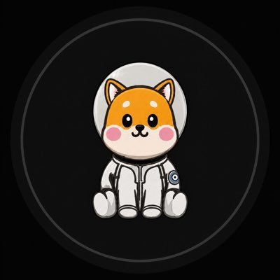 Illustration of a Shiba Inu space-dog character floating in orbit